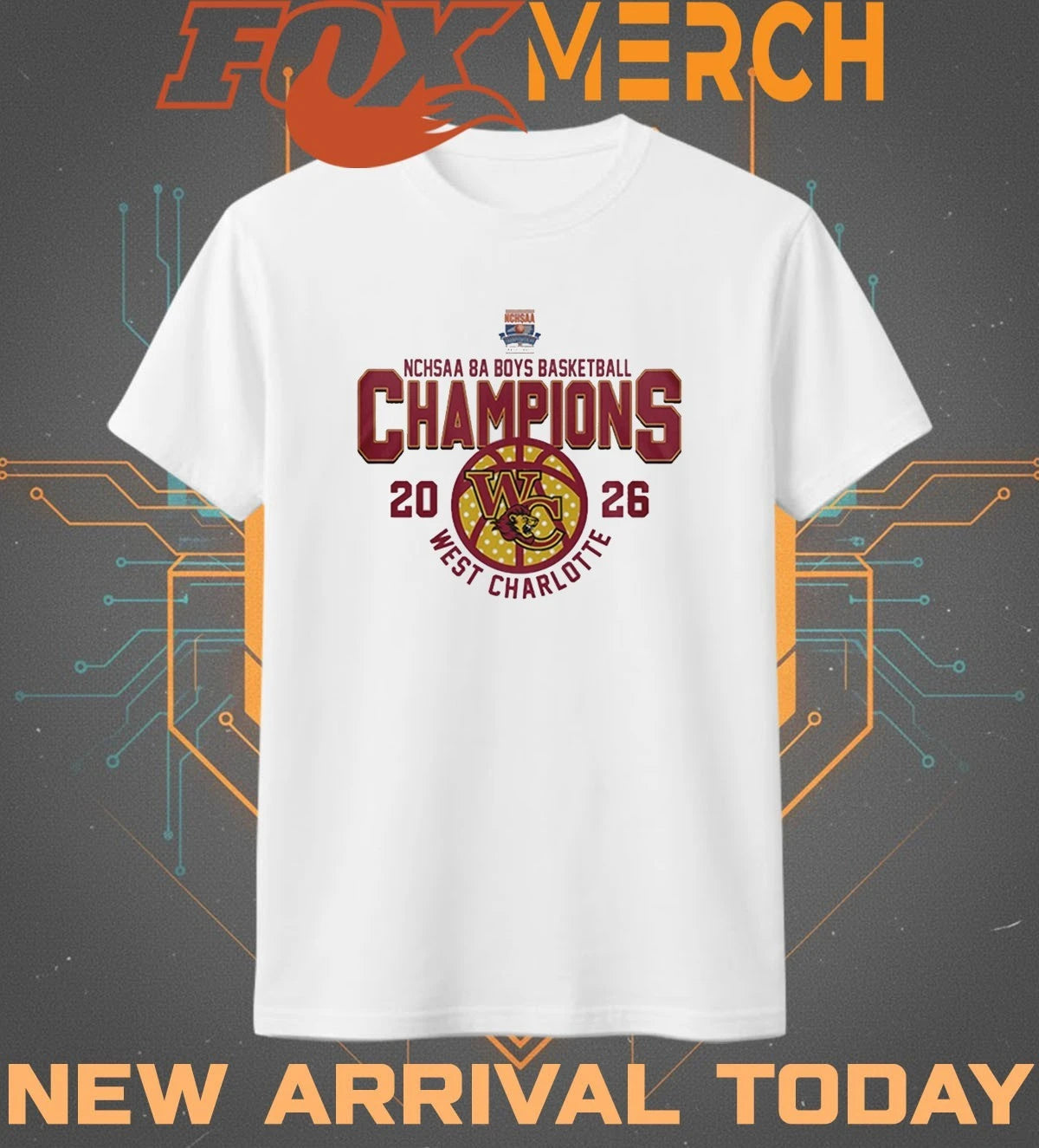 West Charlotte 2026 NCHSAA 8A Boys Basketball Champions t-shirt