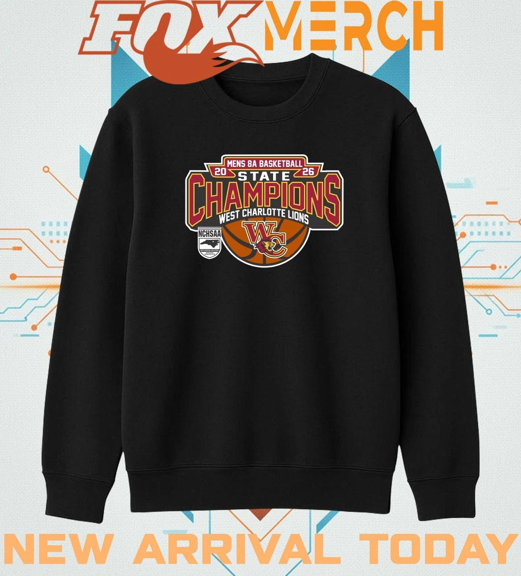 West Charlotte Lions 2026 Men’s 8A Basketball State Champions t-shirt