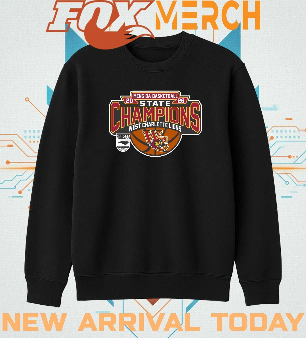 West Charlotte Lions 2026 Men’s 8A Basketball State Champions t-shirt