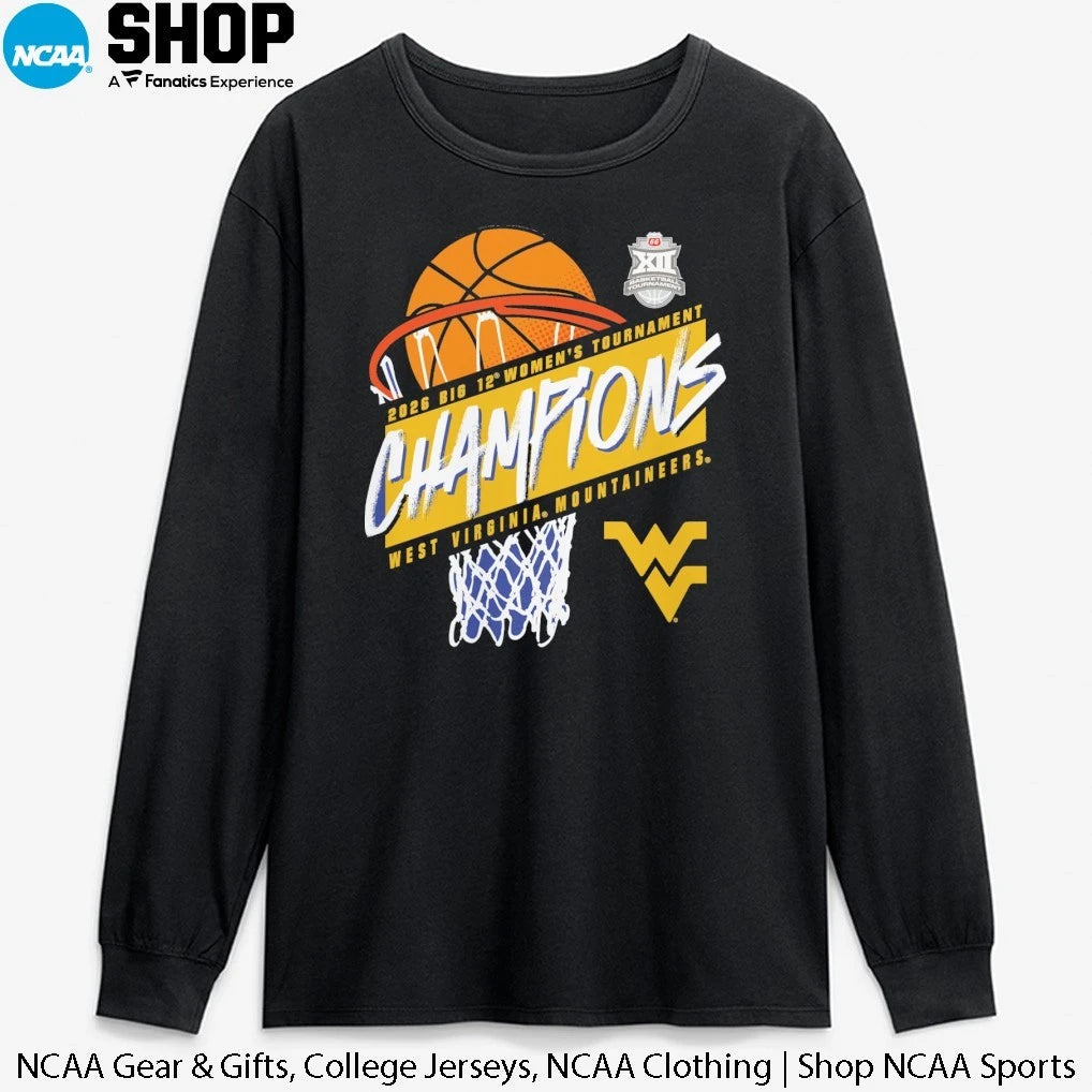 West Virginia Mountaineers Women’s 2026 Big 12 Women’s Basketball Tournament Champions T-Shirt