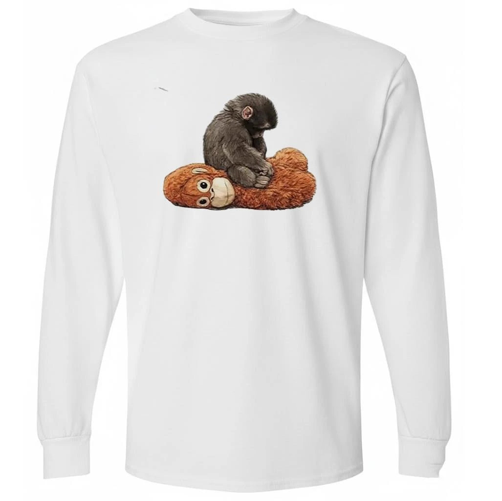 Womens Baby Monkey Punch Print Casual Shirt