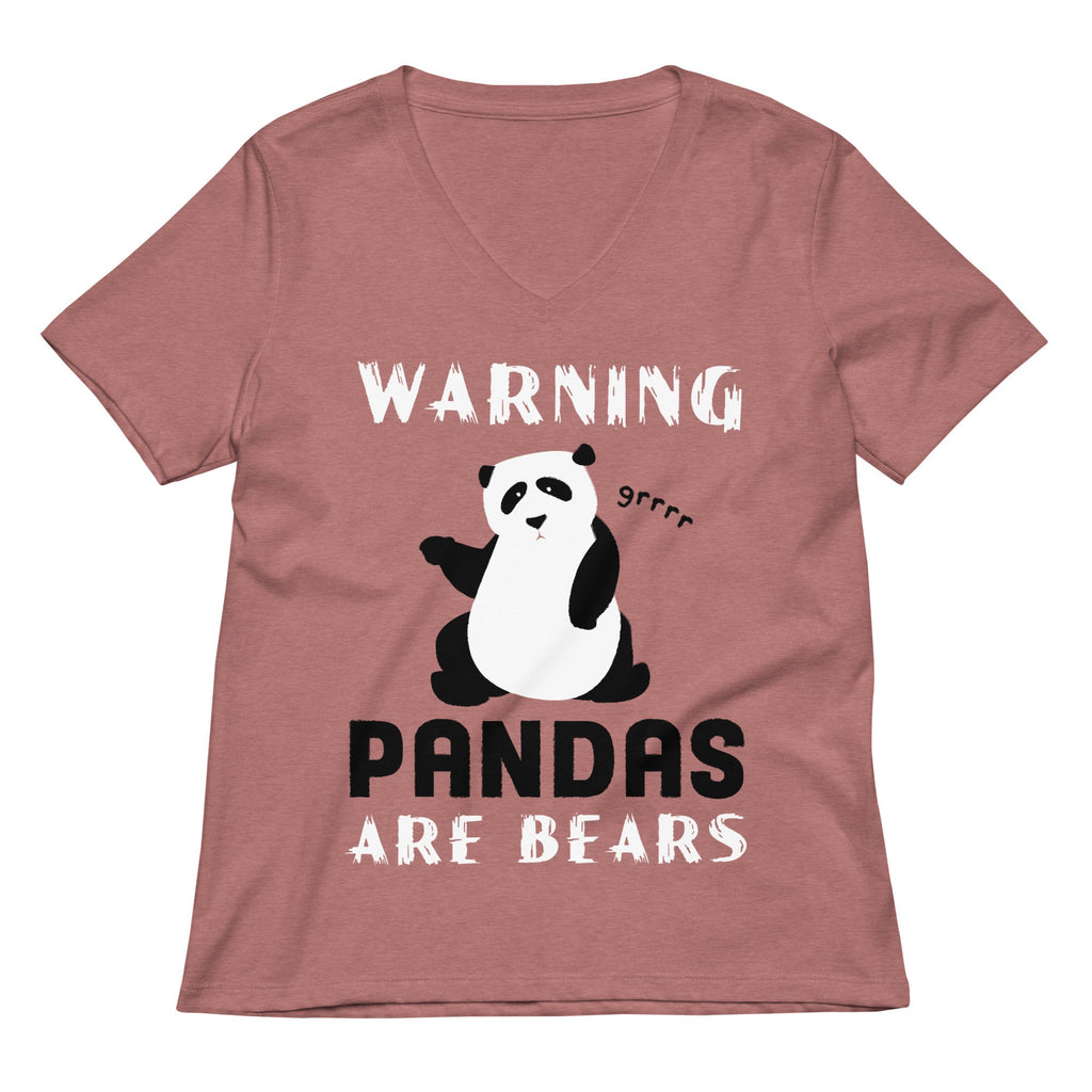 Warning, Pandas Are Bears Women's V-Neck Tee