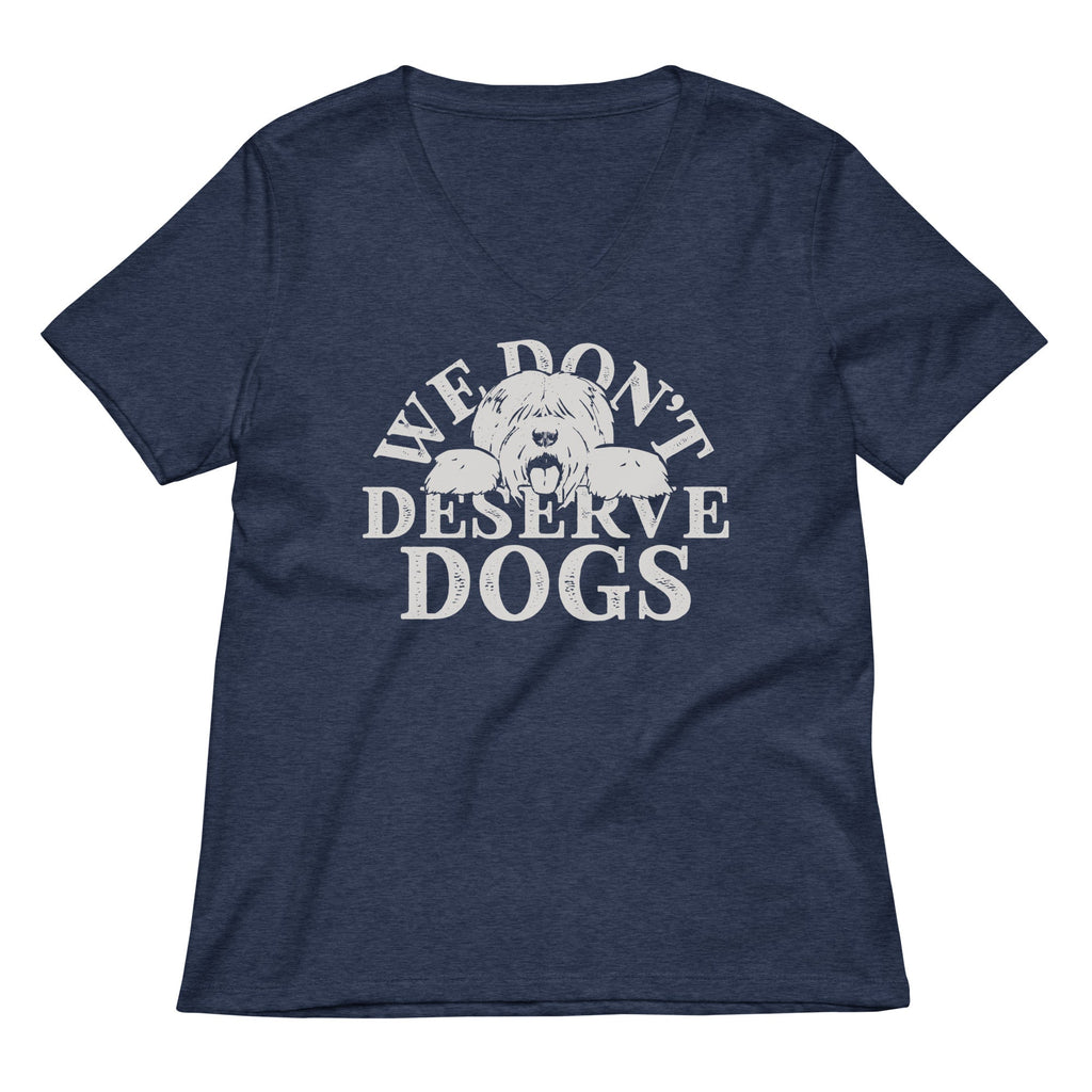 We Don't Deserve Dogs Women's V-Neck Tee