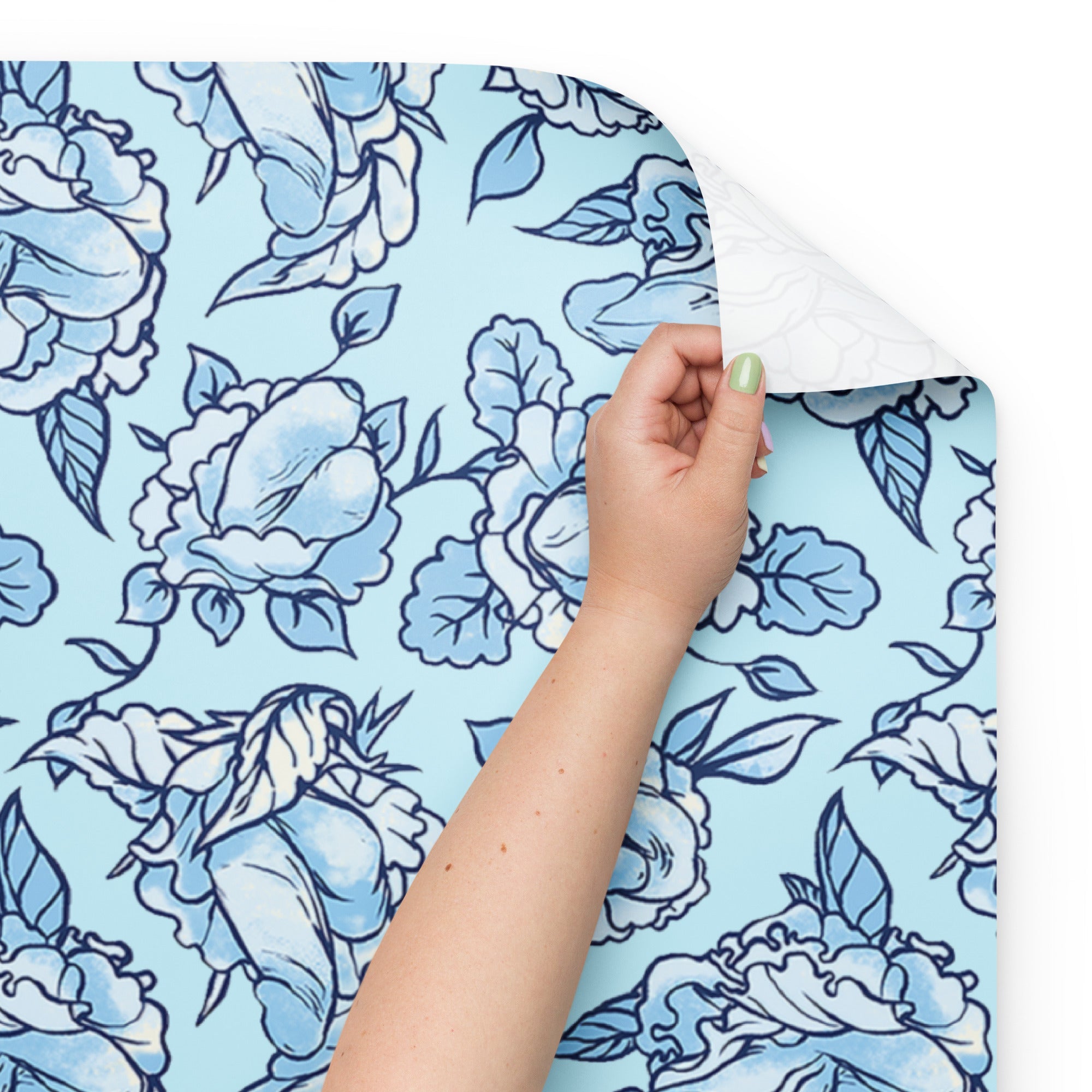 Floral Penis Blue Wrapping Paper Sheets