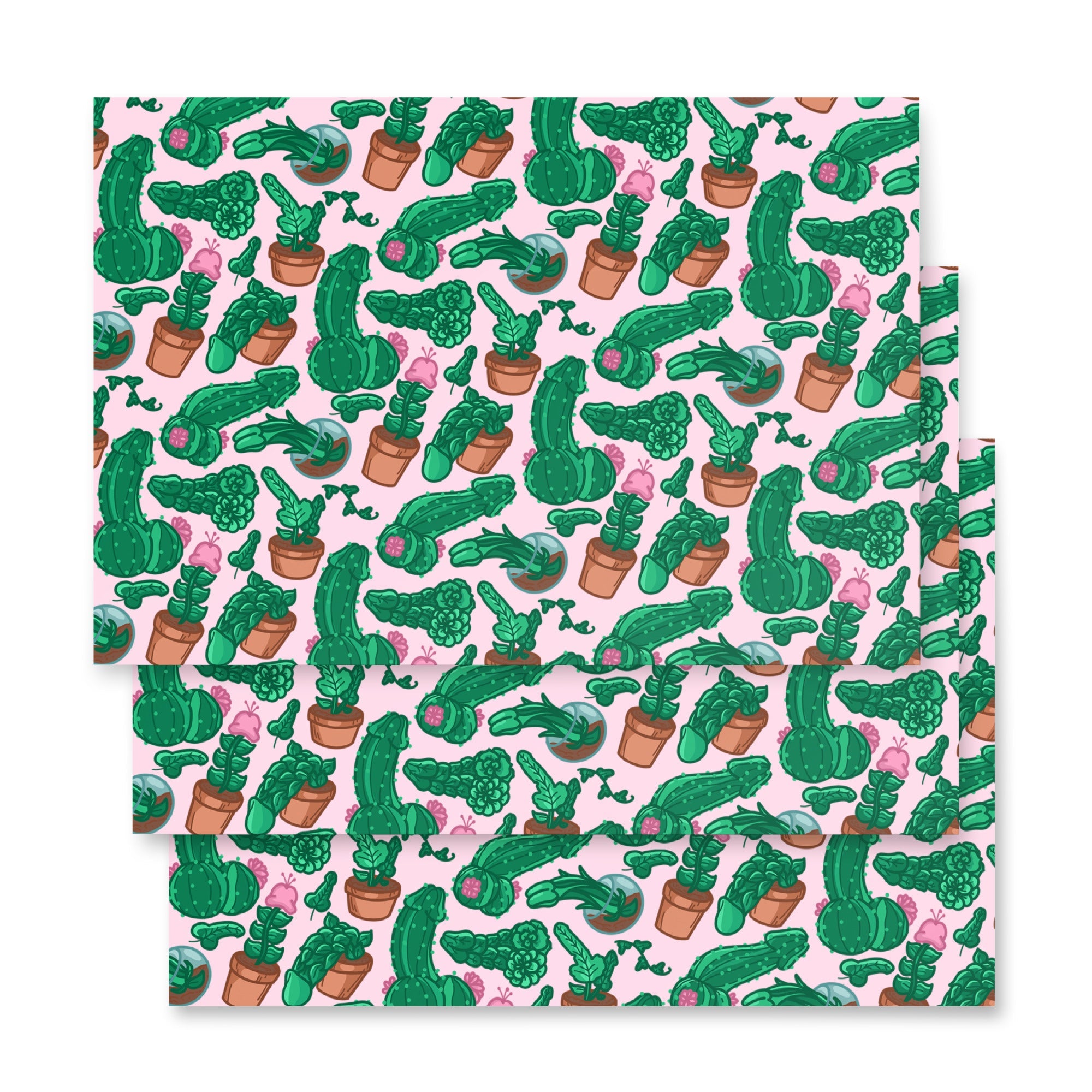 Penis Plants Pattern Wrapping Paper Sheets