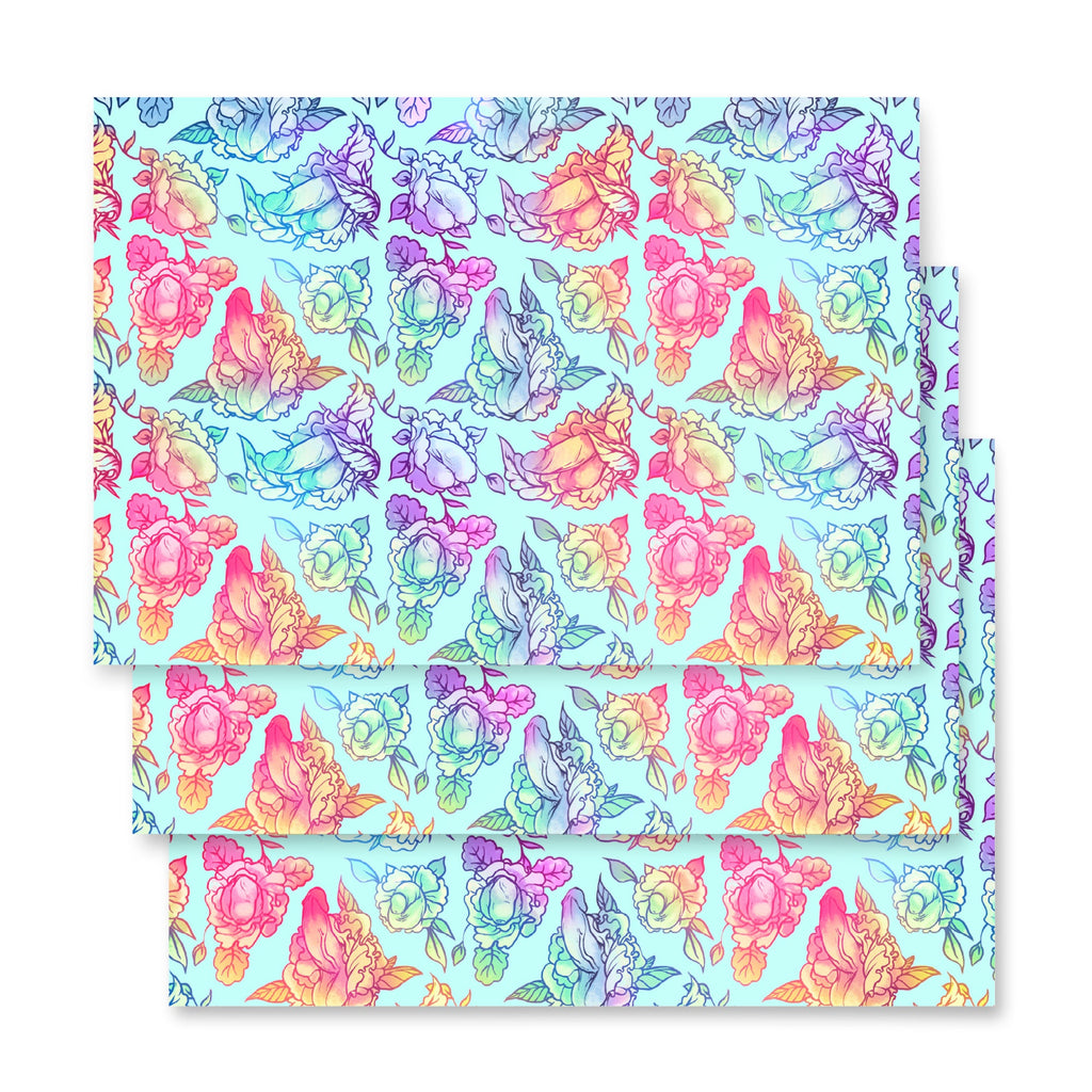 Floral Penis Rainbow Wrapping Paper Sheets