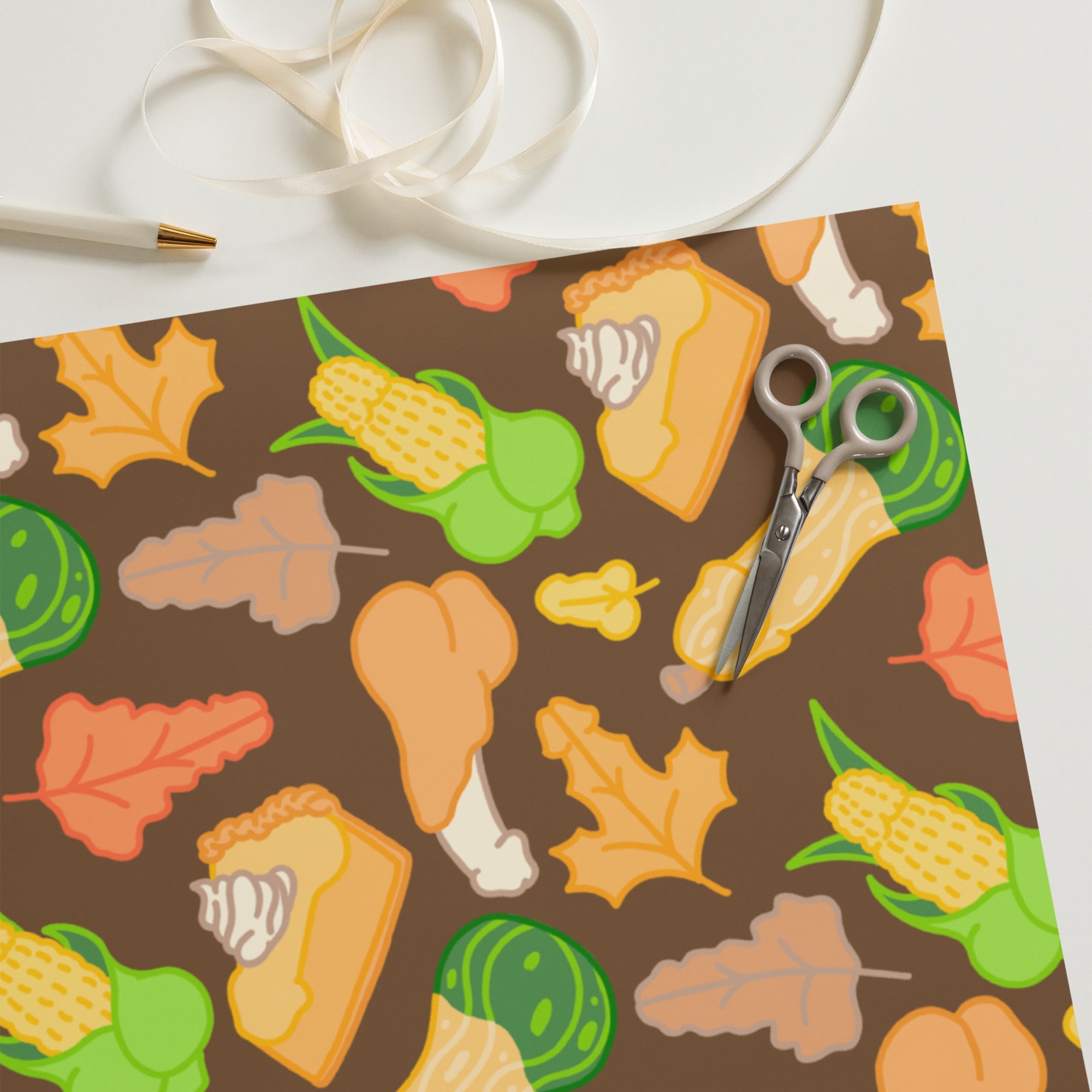 Thanksgiving Peens Pattern Wrapping Paper Sheets