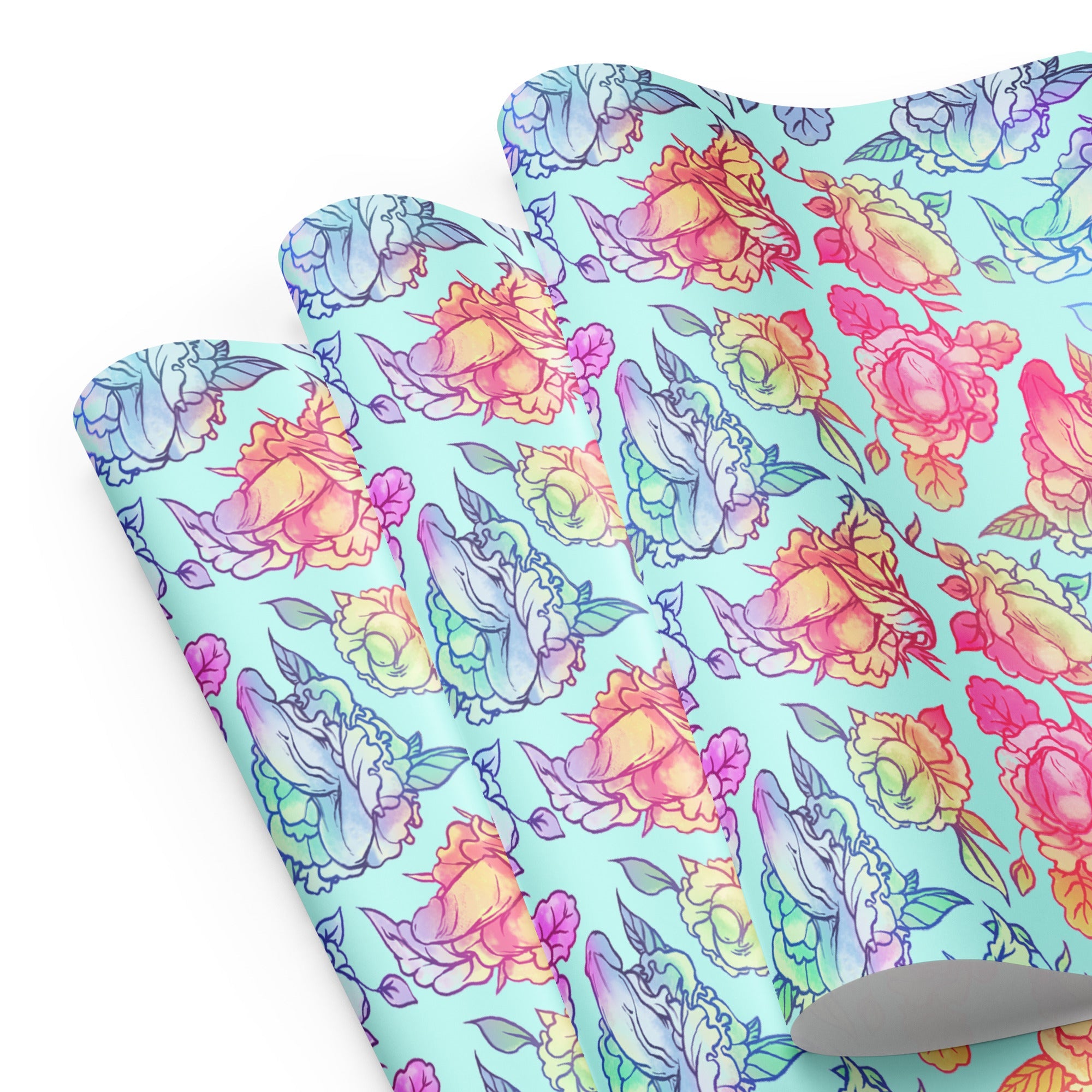 Floral Penis Rainbow Wrapping Paper Sheets