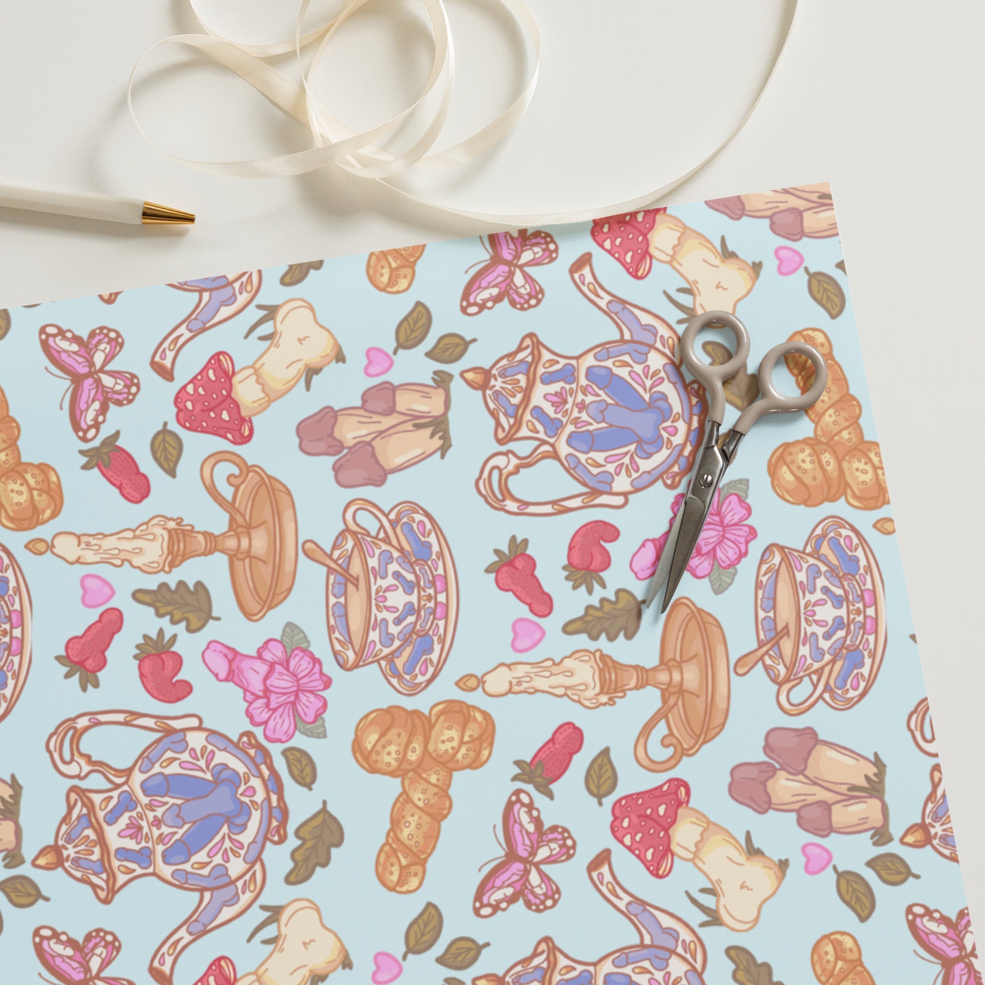 Cottagecore Peens Pattern Wrapping Paper Sheets