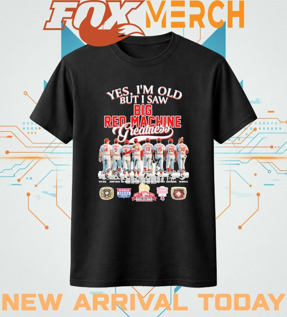 Yes I’m old but I saw Big Red Machine greatness players signatures skyline t-shirt