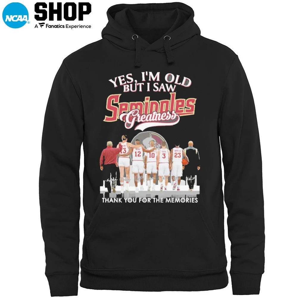 Yes I’m Old But I Saw Florida State Seminoles Basketball Greatness Skyline City Thank You For The Memories Signatures T-Shirt