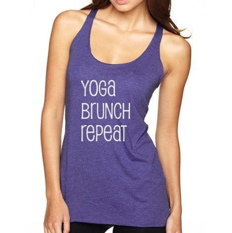 Yoga Brunch Repeat - Tri-Blend Racerback